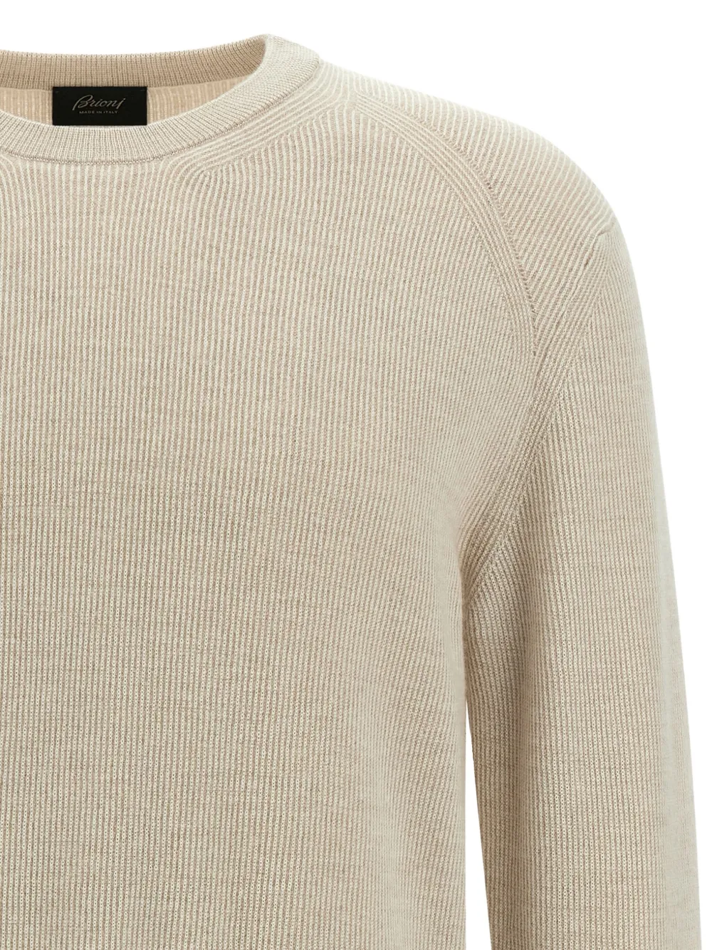 Brioni Geribbelde sweater met ronde hals Beige