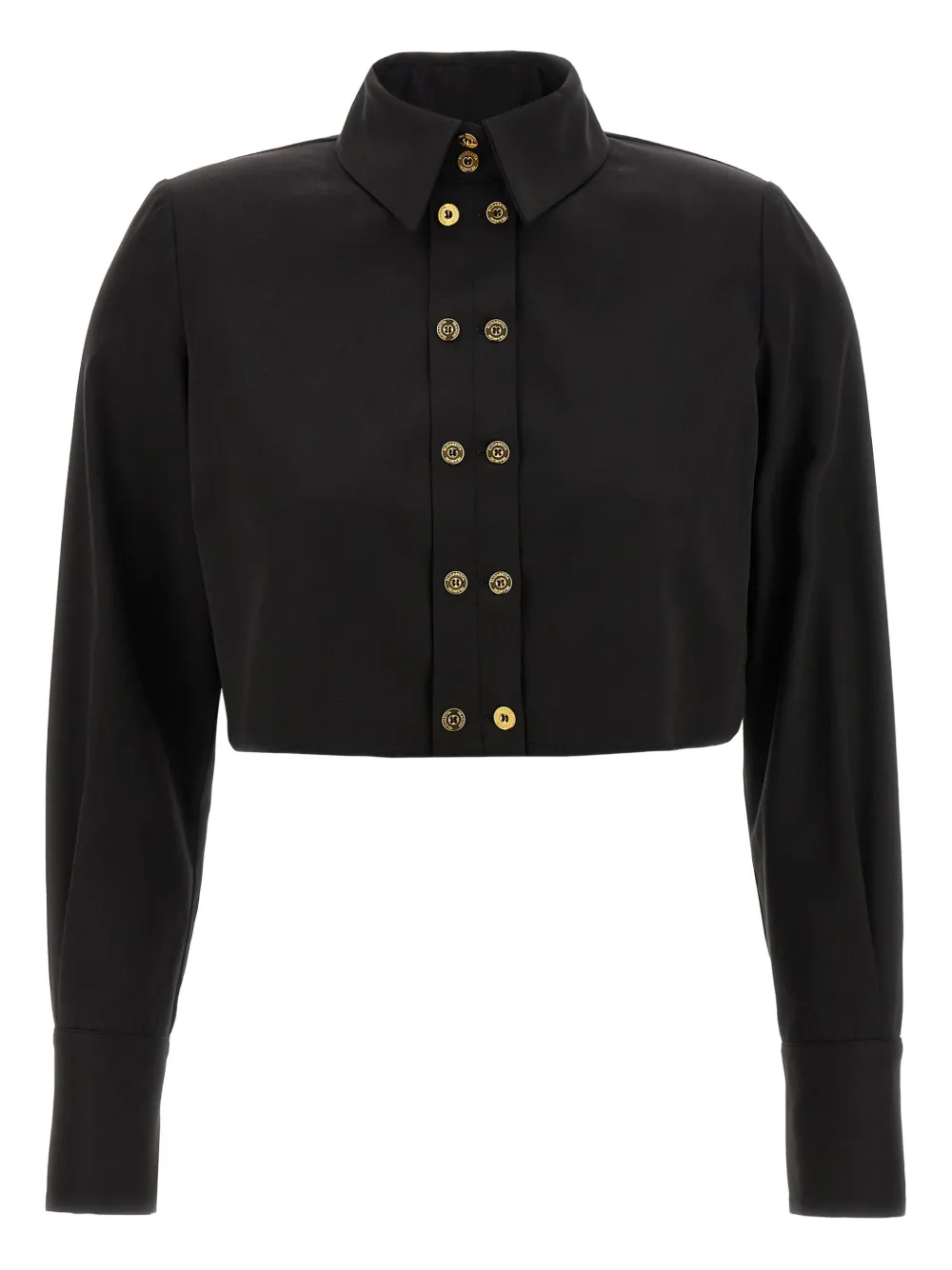 Elisabetta Franchi padded-shoulder button-front shirt Zwart