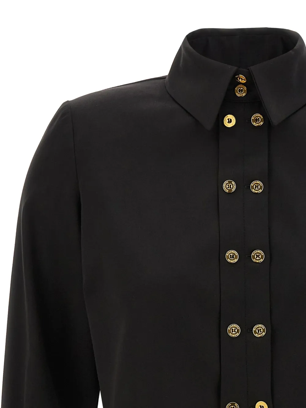 Elisabetta Franchi padded-shoulder button-front shirt Zwart