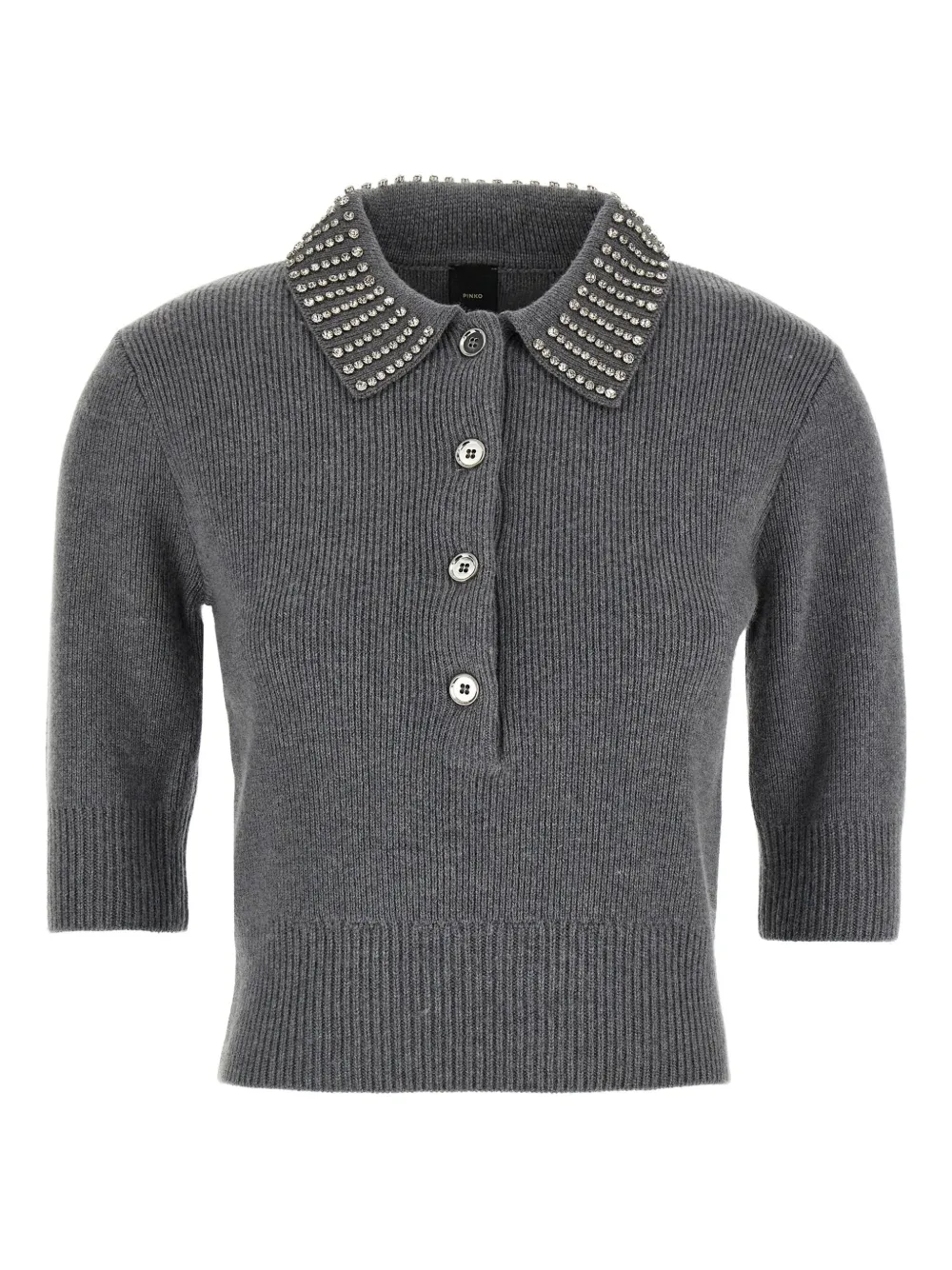 PINKO crystal-collar short-sleeve top | Grey | Image 1