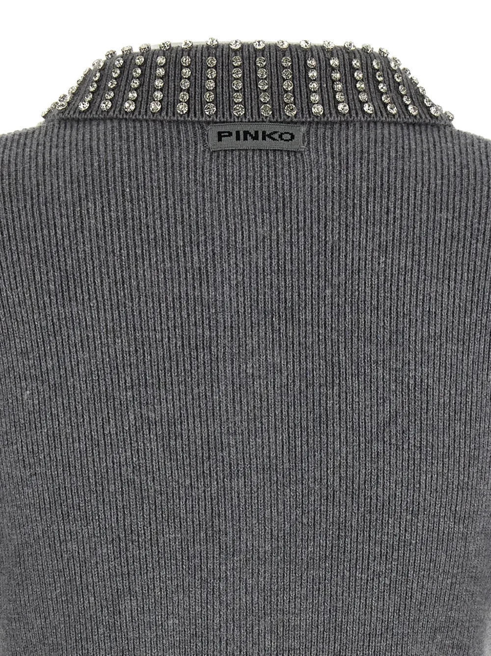 PINKO Top met korte mouwen en kristallen kraag Grijs