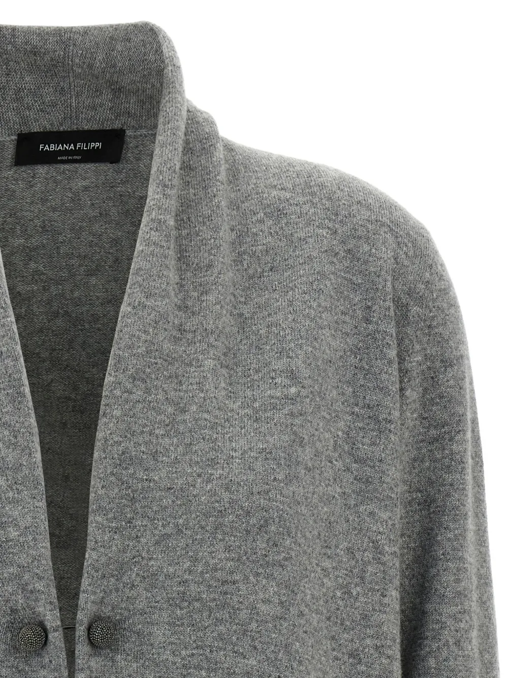 Fabiana Filippi shawl-collar jewel-brooch cardigan Grijs