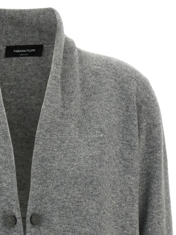 Fabiana Filippi ショールカラーカーディガン | グレー | FARFETCH JP