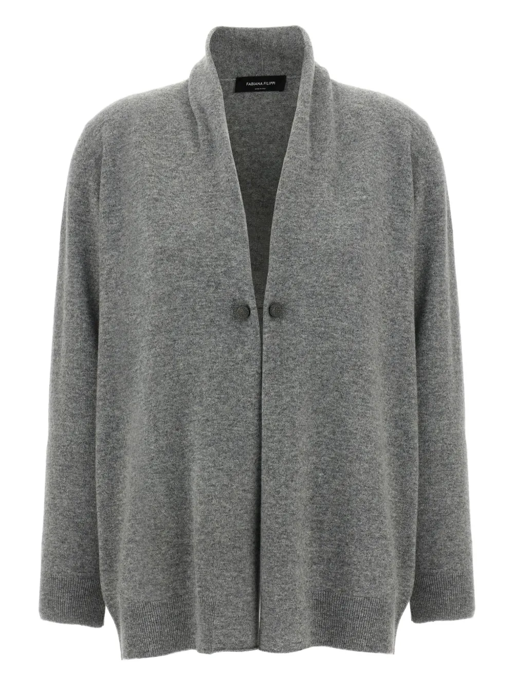 Fabiana Filippi shawl-collar jewel-brooch cardigan Grijs