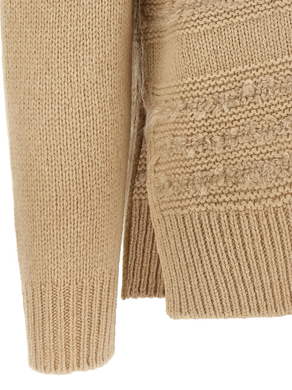 Fabiana Filippi bouclé-insert crew-neck sweater Beige
