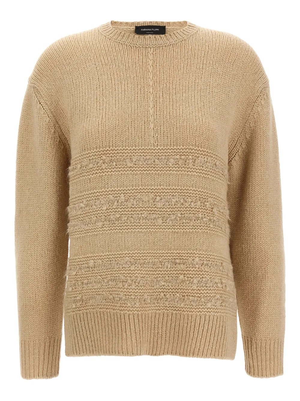 Fabiana Filippi bouclé-insert crew-neck sweater Beige