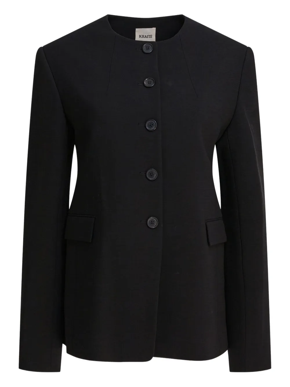 KHAITE button-front tailored jacket Zwart