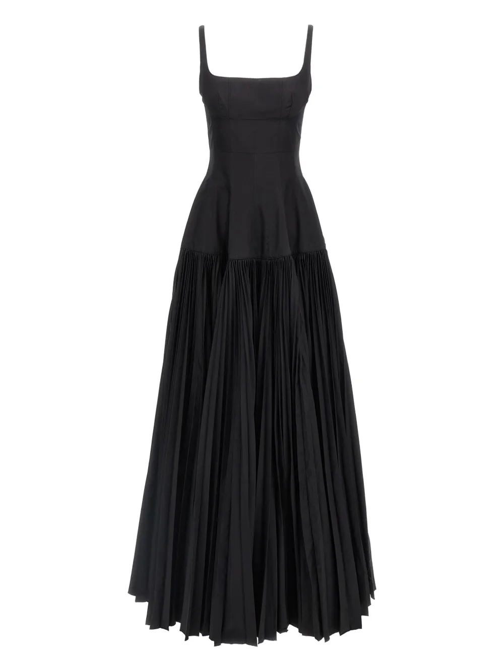 pleated square-neck dress
