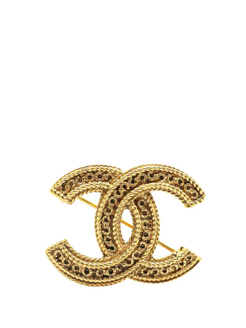 CHANEL Pre-Owned 1970-1980 Gold Plated CC Brooch costume brooch