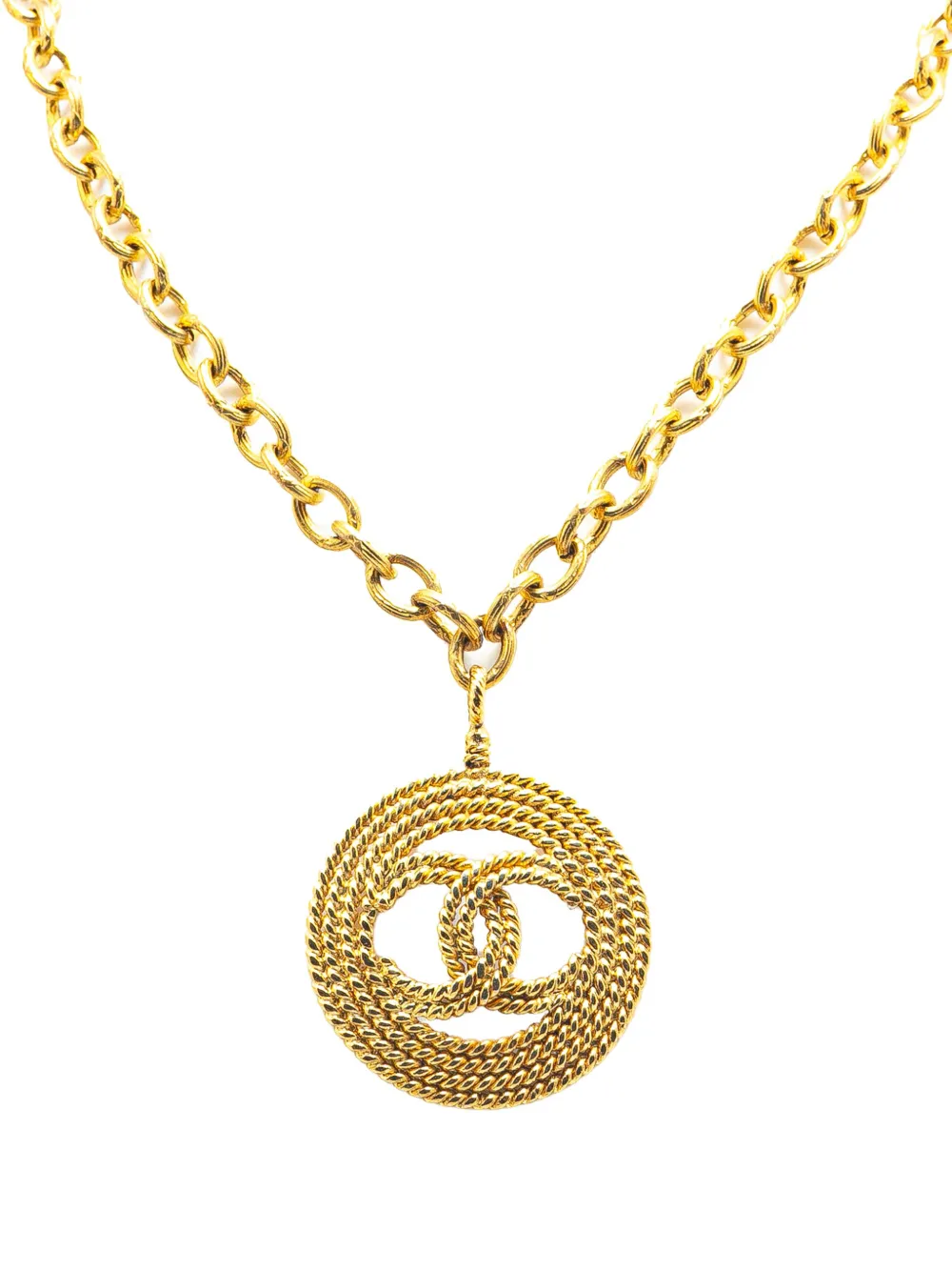 CHANEL Pre-Owned 1980‐1990 ゴールドプレーテッド ココマーク ラウンドペンダント コスチューム ネックレス - CHANEL Pre-Owned 1980‐1990 ゴールドプレーテッド ココマーク ラウンドペンダント コスチューム ネックレス -