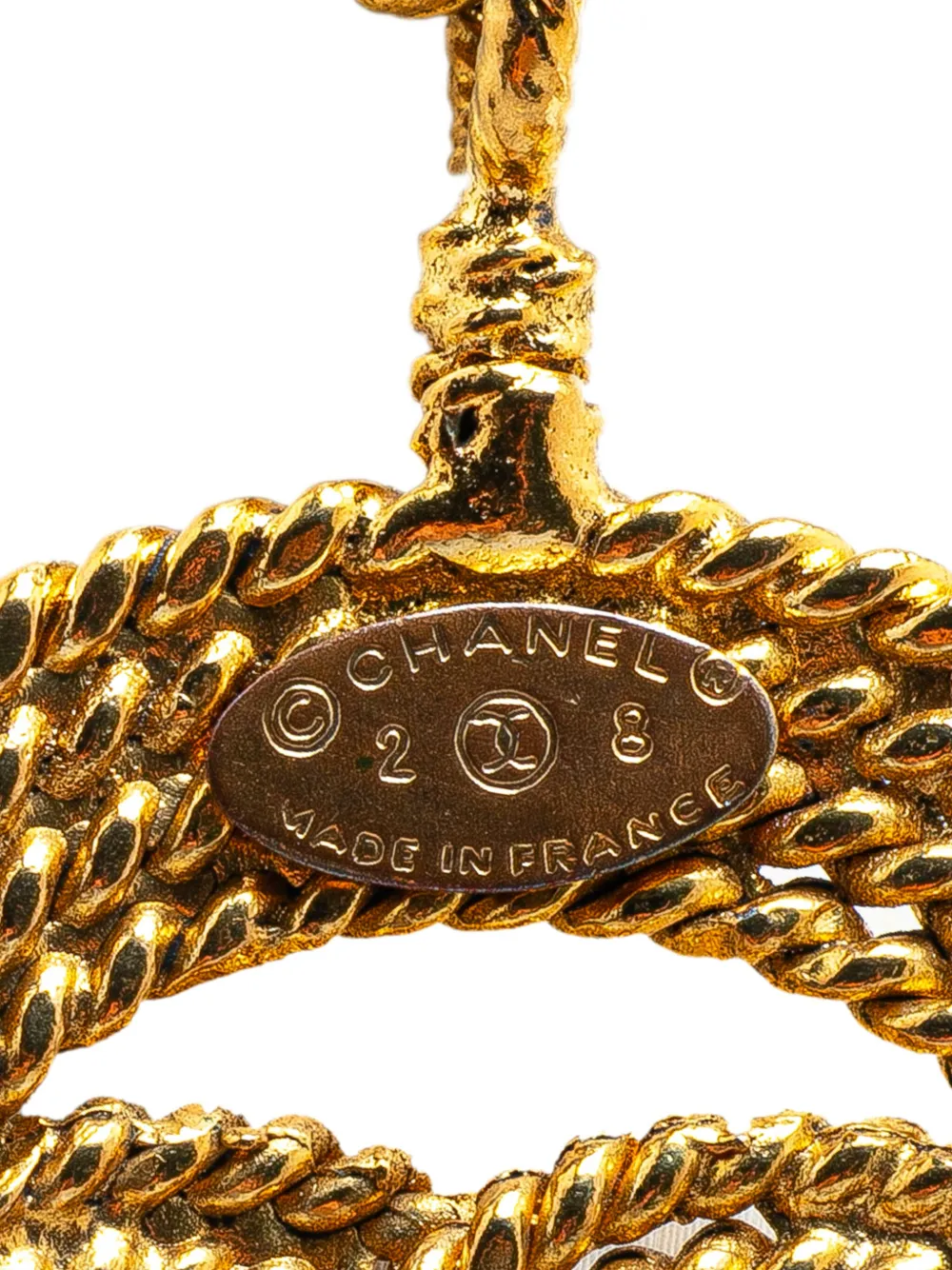 CHANEL Pre-Owned 1980-1990 Gold Plated CC Braided Round Pendant Necklace costume necklace | Image 2