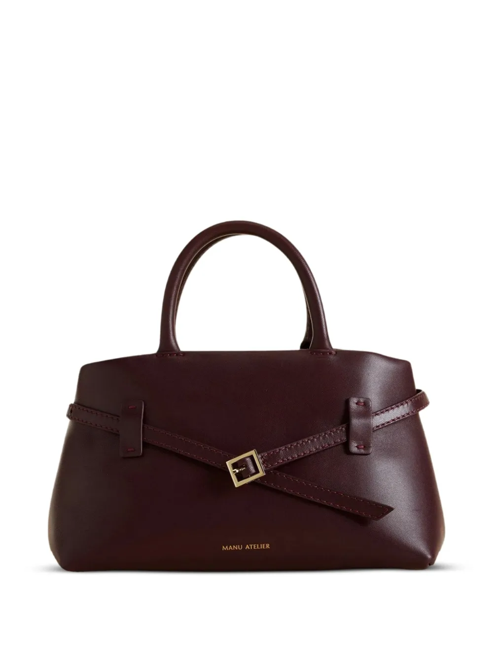Manu Atelier shopper met gespbandje en handvat Rood