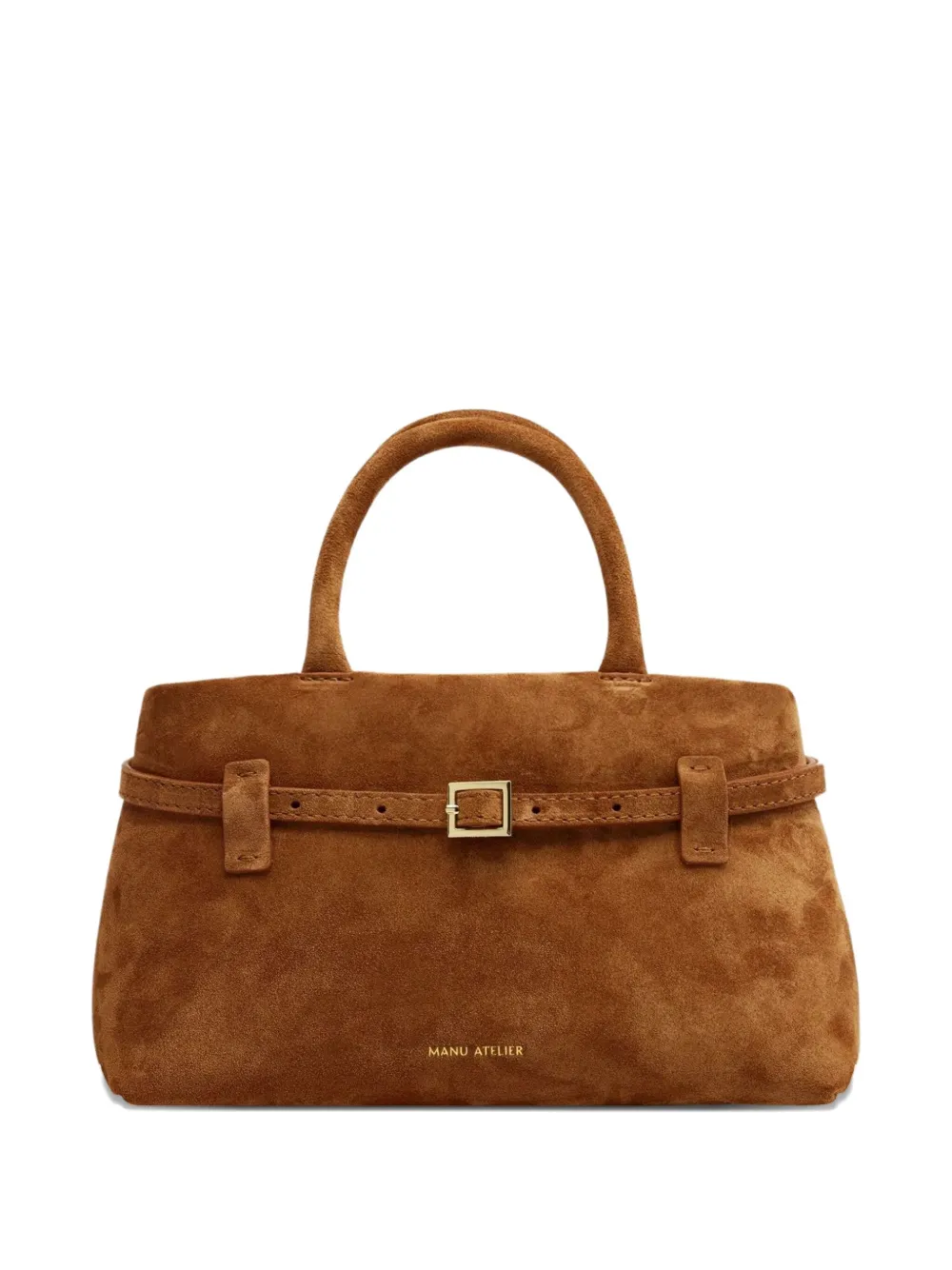 Manu Atelier mini buckle-strap suede tote bag Bruin