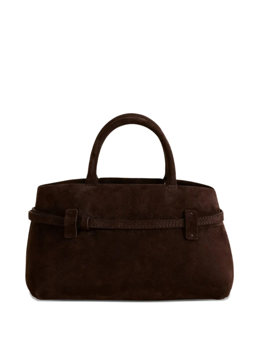 Manu Atelier Le Cambon 25 buckle-strap suede handbag Bruin