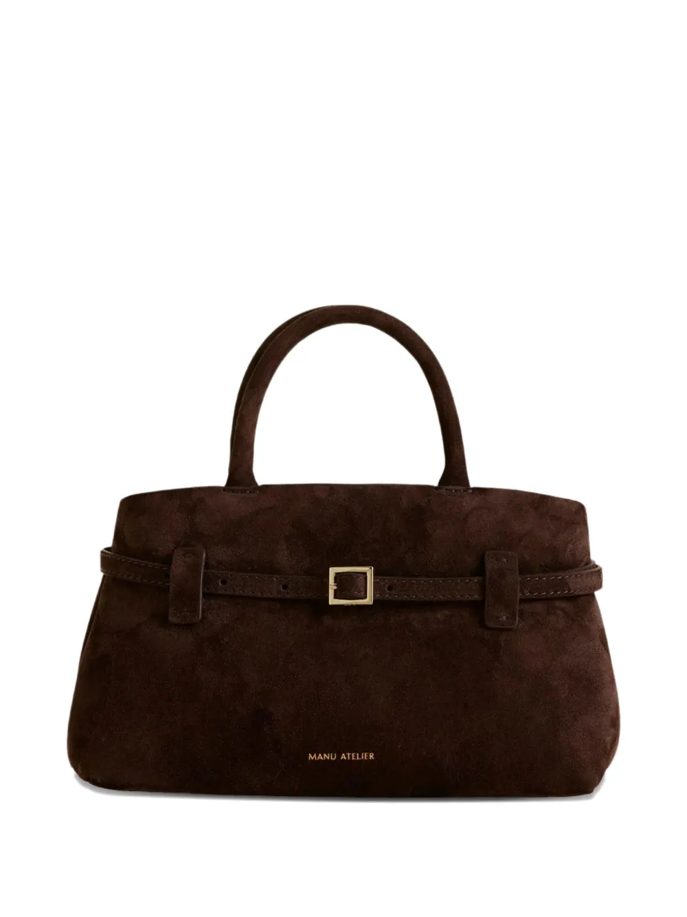 Manu Atelier Le Cambon 25 buckle-strap suede handbag Bruin