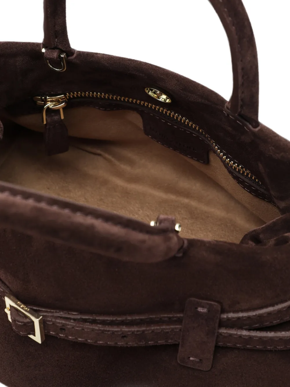 Manu Atelier Le Cambon 25 suède handtas met gespband Bruin