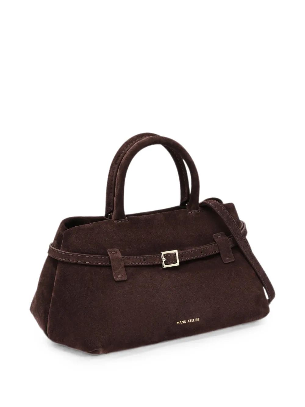 Manu Atelier Le Cambon 25 suède handtas met gespband Bruin