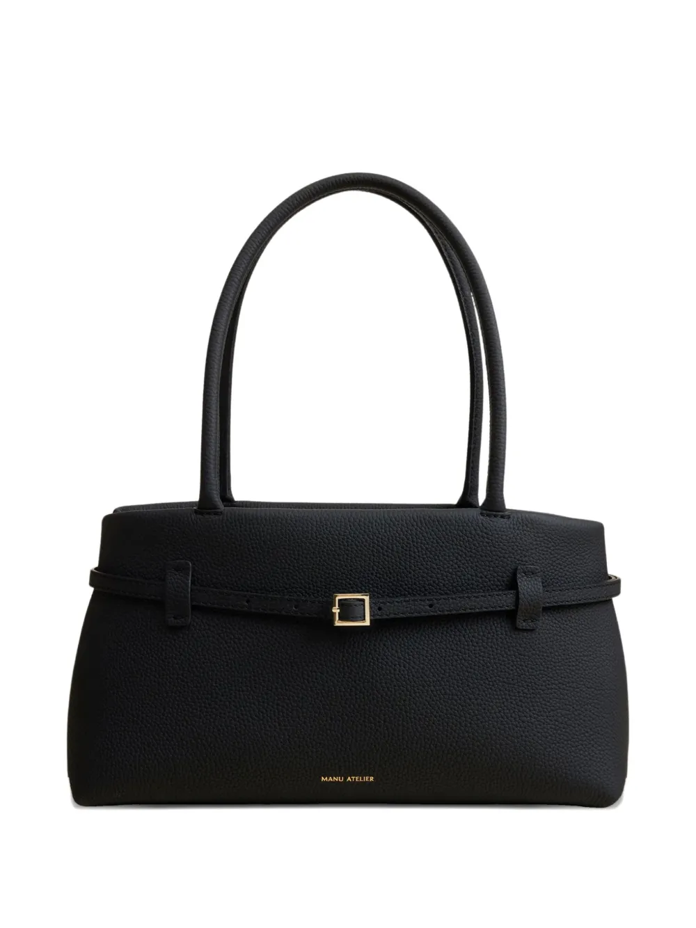 Manu Atelier Buckle-strap Tubular-handles Tote Bag In Black