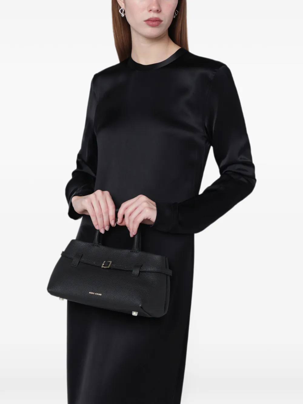 Manu Atelier Le Cambon leren shopper met gespbandje Zwart