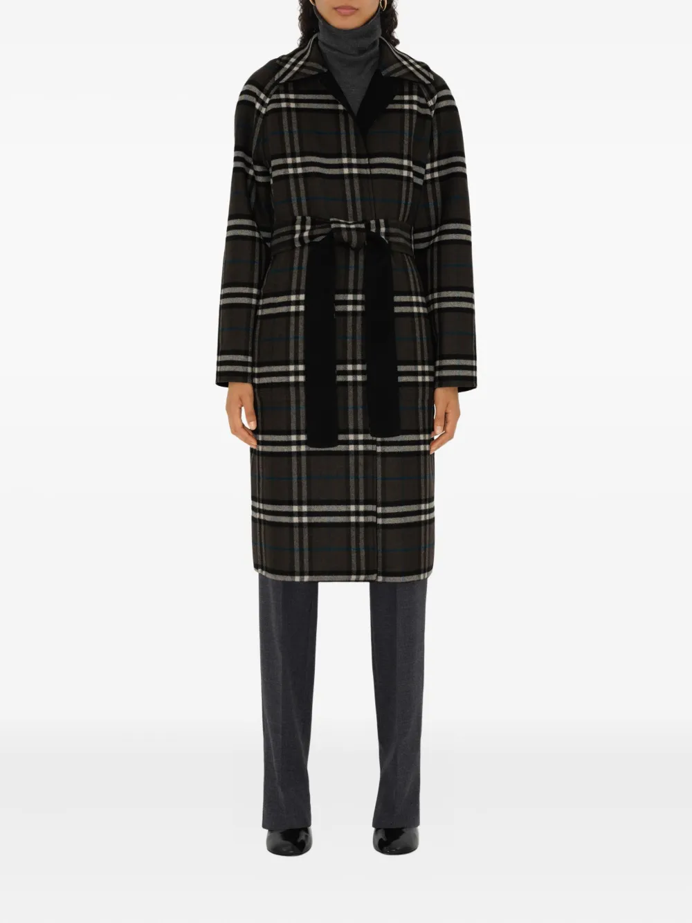 Burberry belted reversible wool coat Zwart