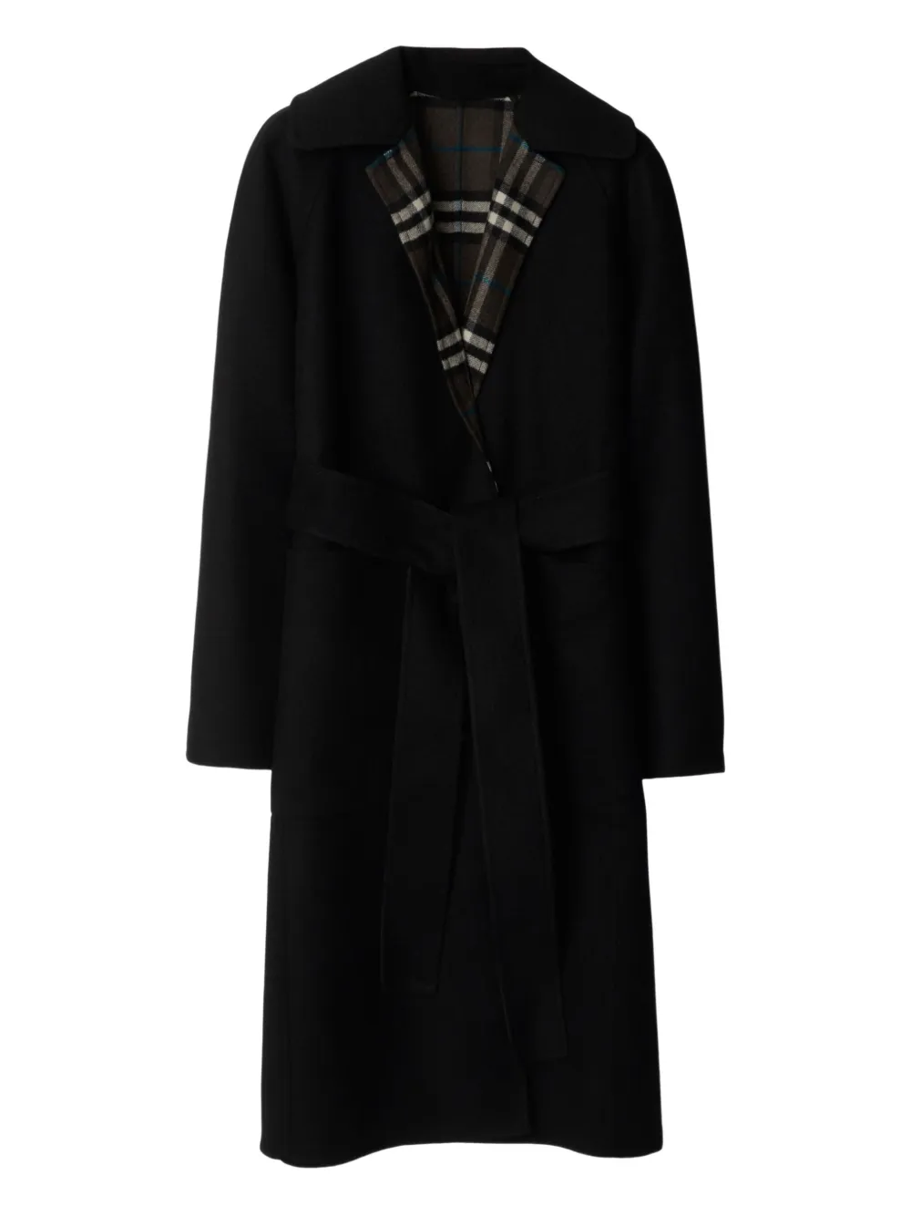Burberry belted reversible wool coat Zwart