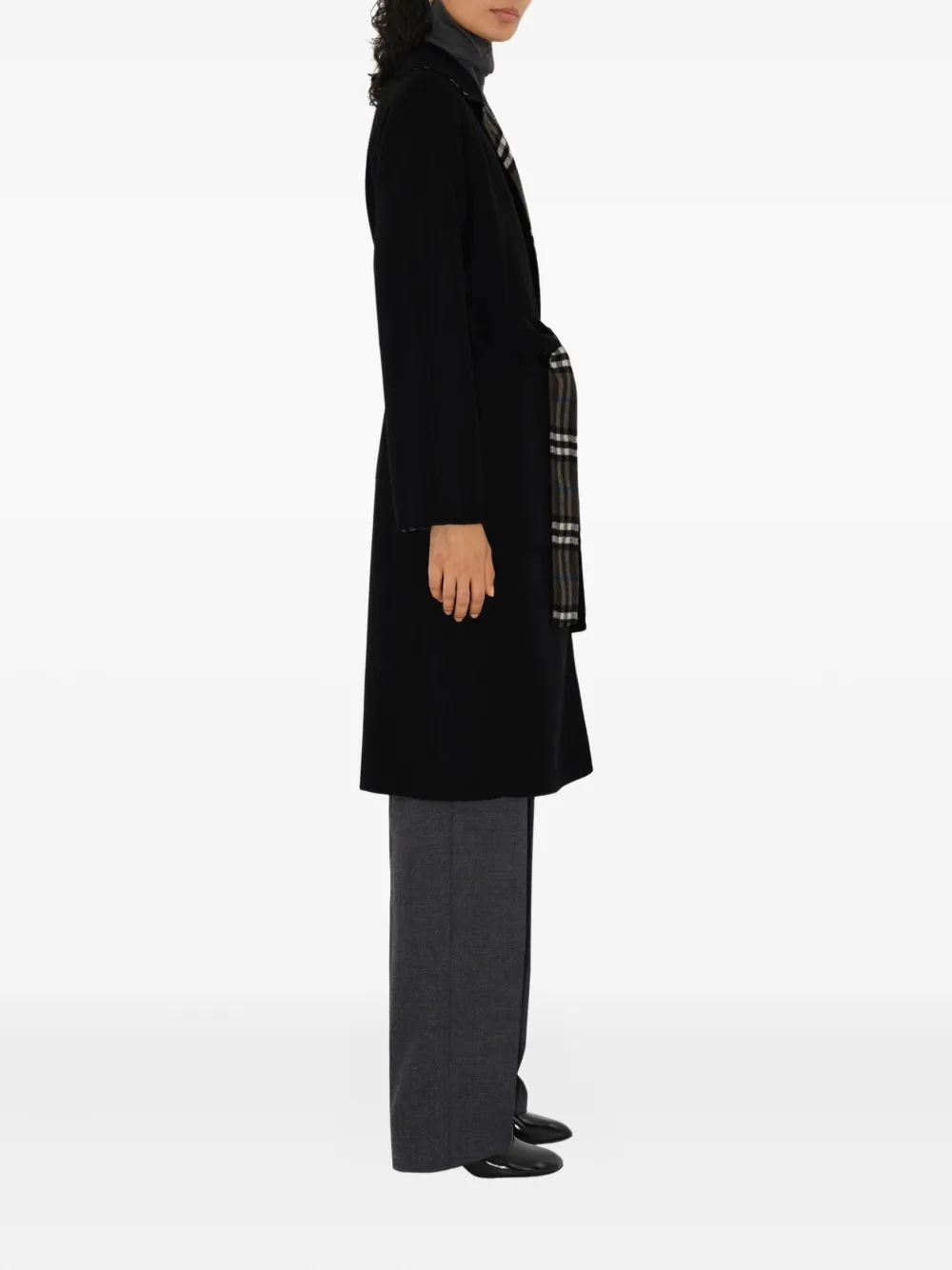 Burberry belted reversible wool coat Zwart