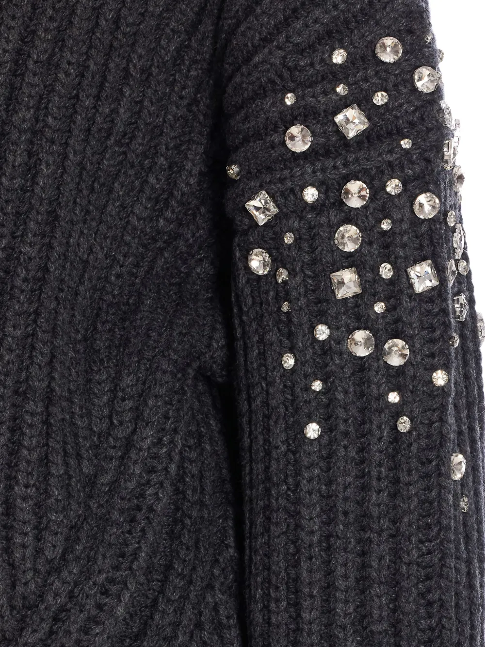PINKO crystal-embellished ribbed cardigan Grijs