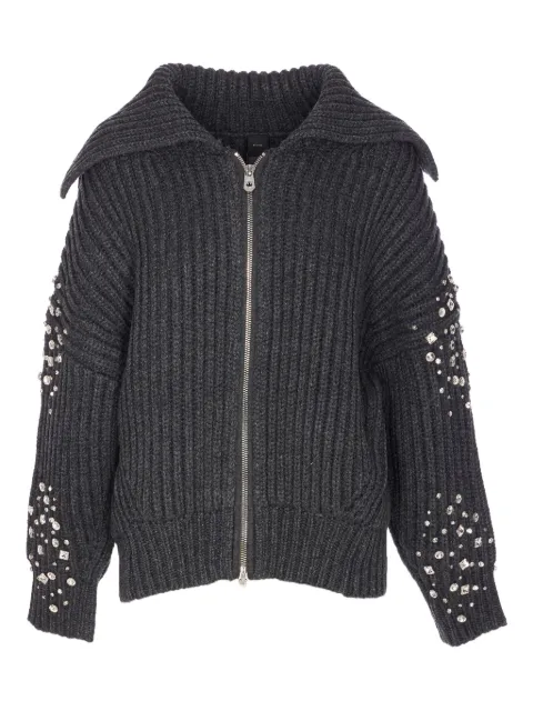 PINKO crystal-embellished ribbed cardigan