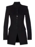 Patrizia Pepe mandarin-collar button-fastening fitted jacket - Black
