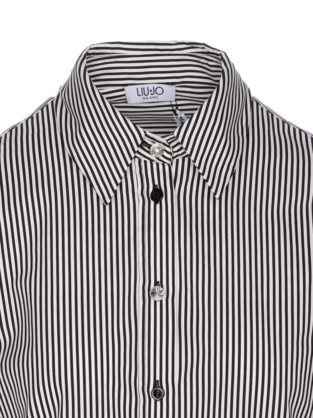 LIU JO striped crystal-button shirt Grijs
