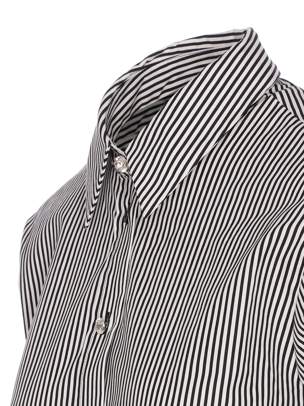 LIU JO striped crystal-button shirt Grijs