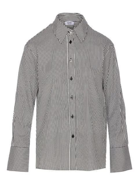 LIU JO striped crystal-button shirt