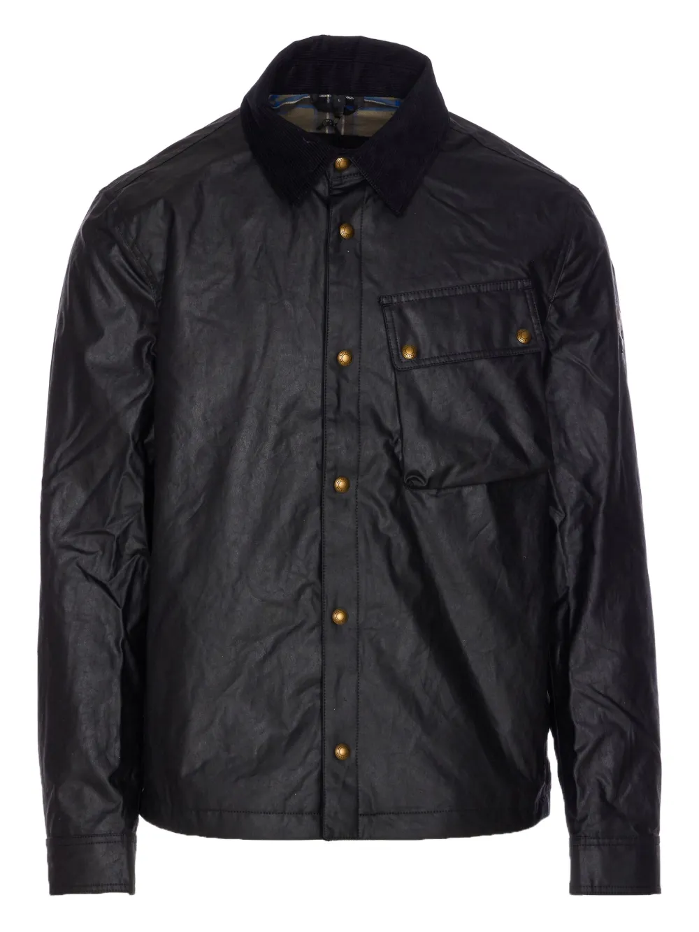 Ground wax-effect snap-button jacket