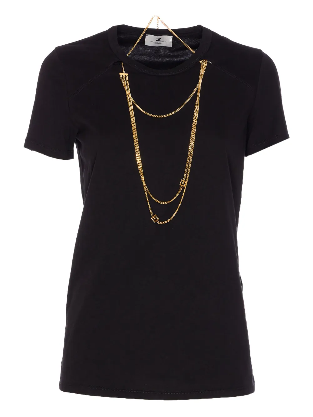 Elisabetta Franchi chain-embellished crew-neck T-shirt Zwart