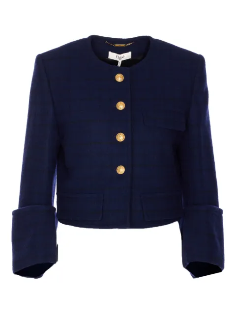 Chloé check-pattern button jacket