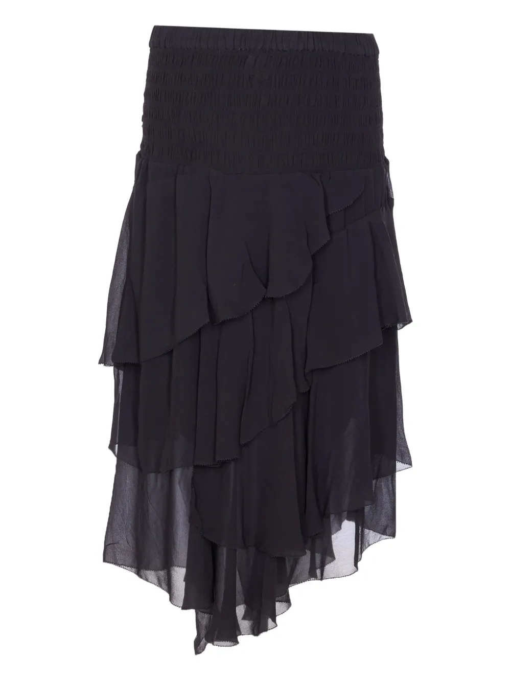 Isabel Marant Étoile Layered Sheer Skirt With Ruffled Flounces In Black
