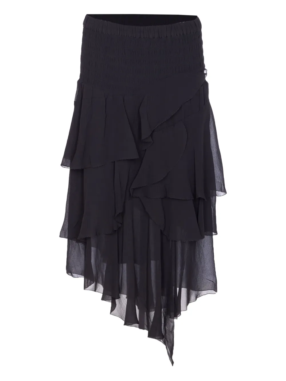 Isabel Marant Étoile Layered Sheer Skirt With Ruffled Flounces In Black