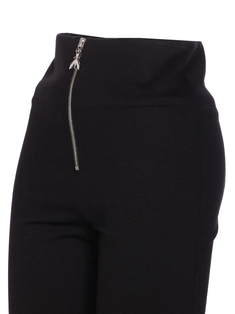 Patrizia Pepe front-logo zipped flared trousers Zwart