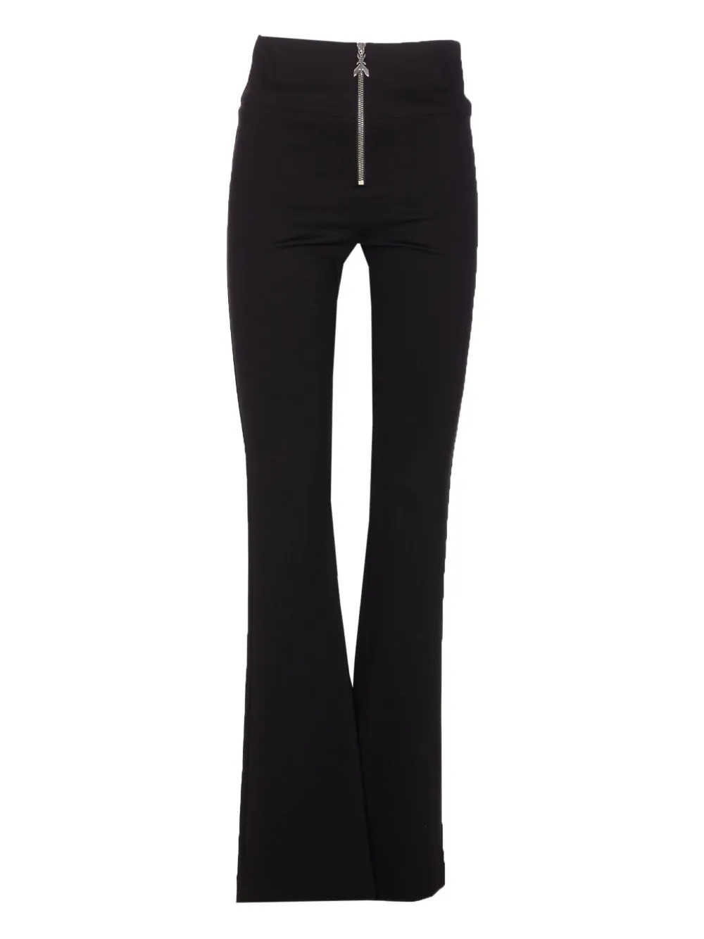 Patrizia Pepe front-logo zipped flared trousers Zwart