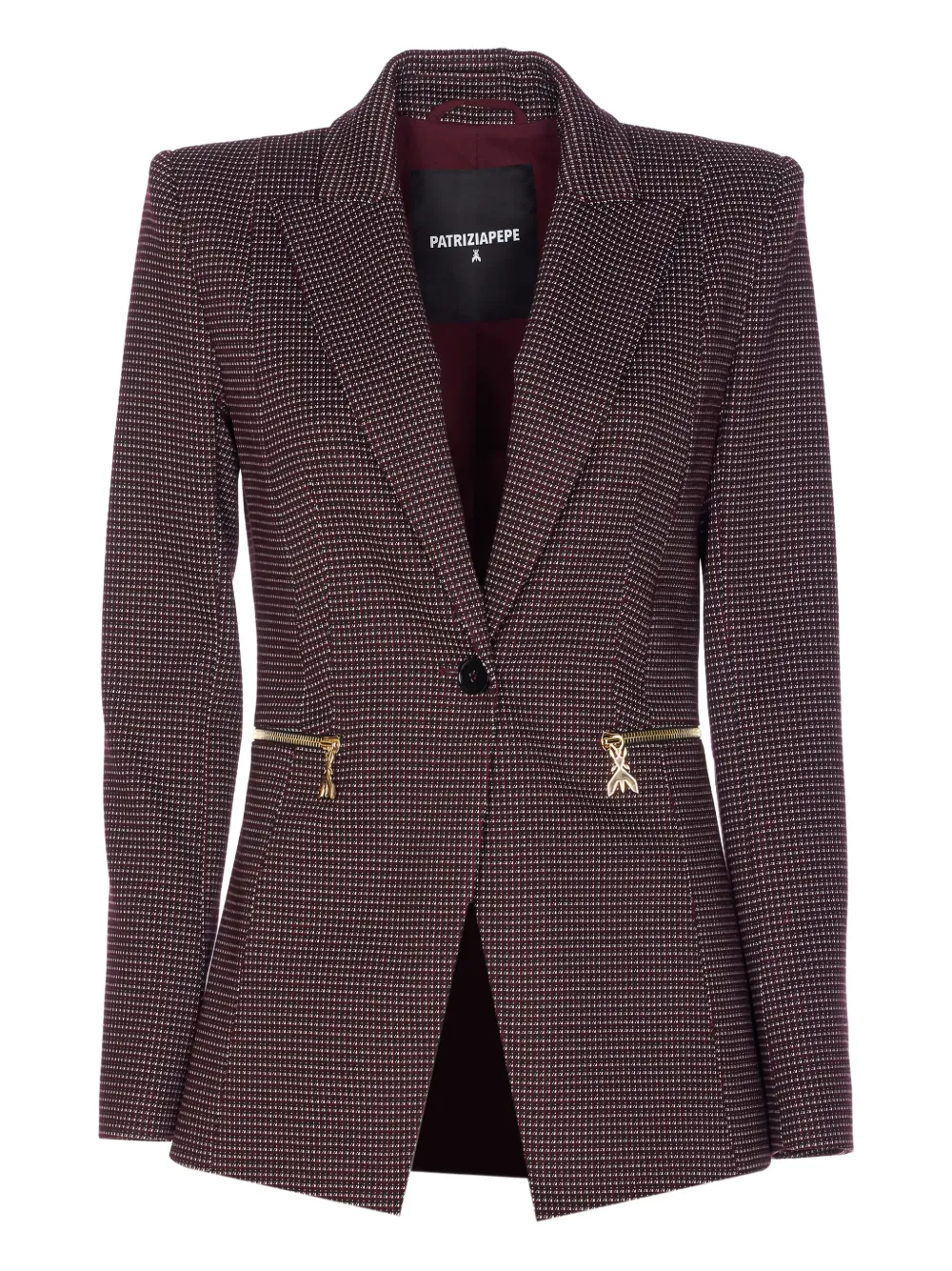 Patrizia Pepe zipped plaid blazer Bruin