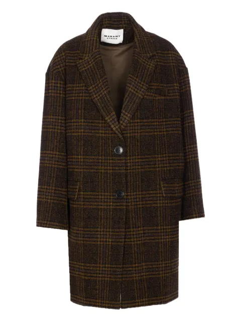 MARANT ÉTOILE checked V-neck wool single breasted coat