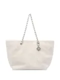 Tory Burch Ella chain-trimmed textured tote bag - White