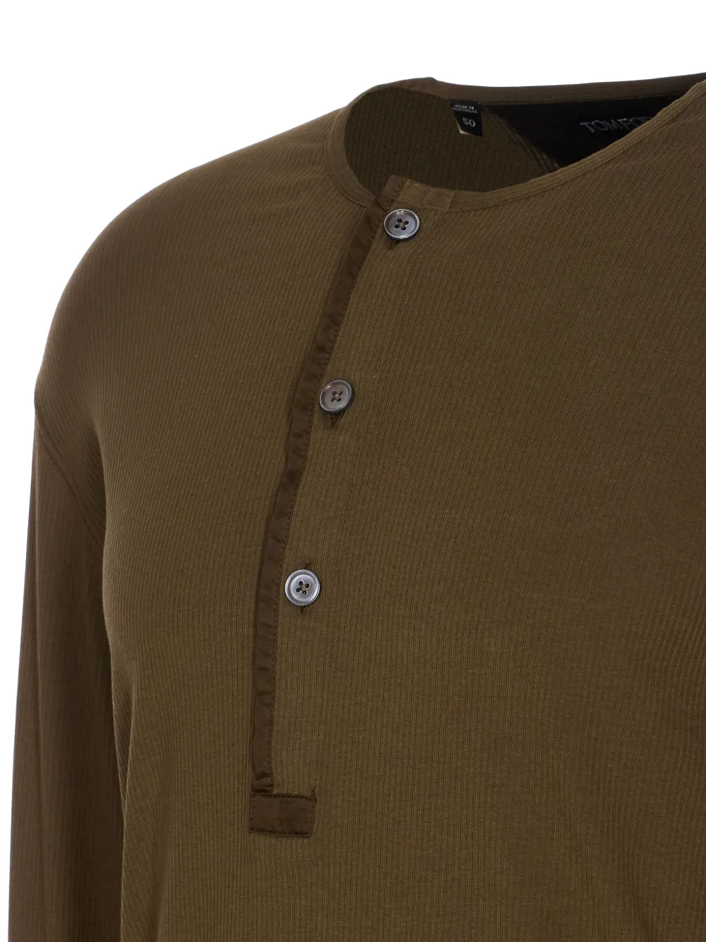 TOM FORD Geribbeld Henley poloshirt Groen