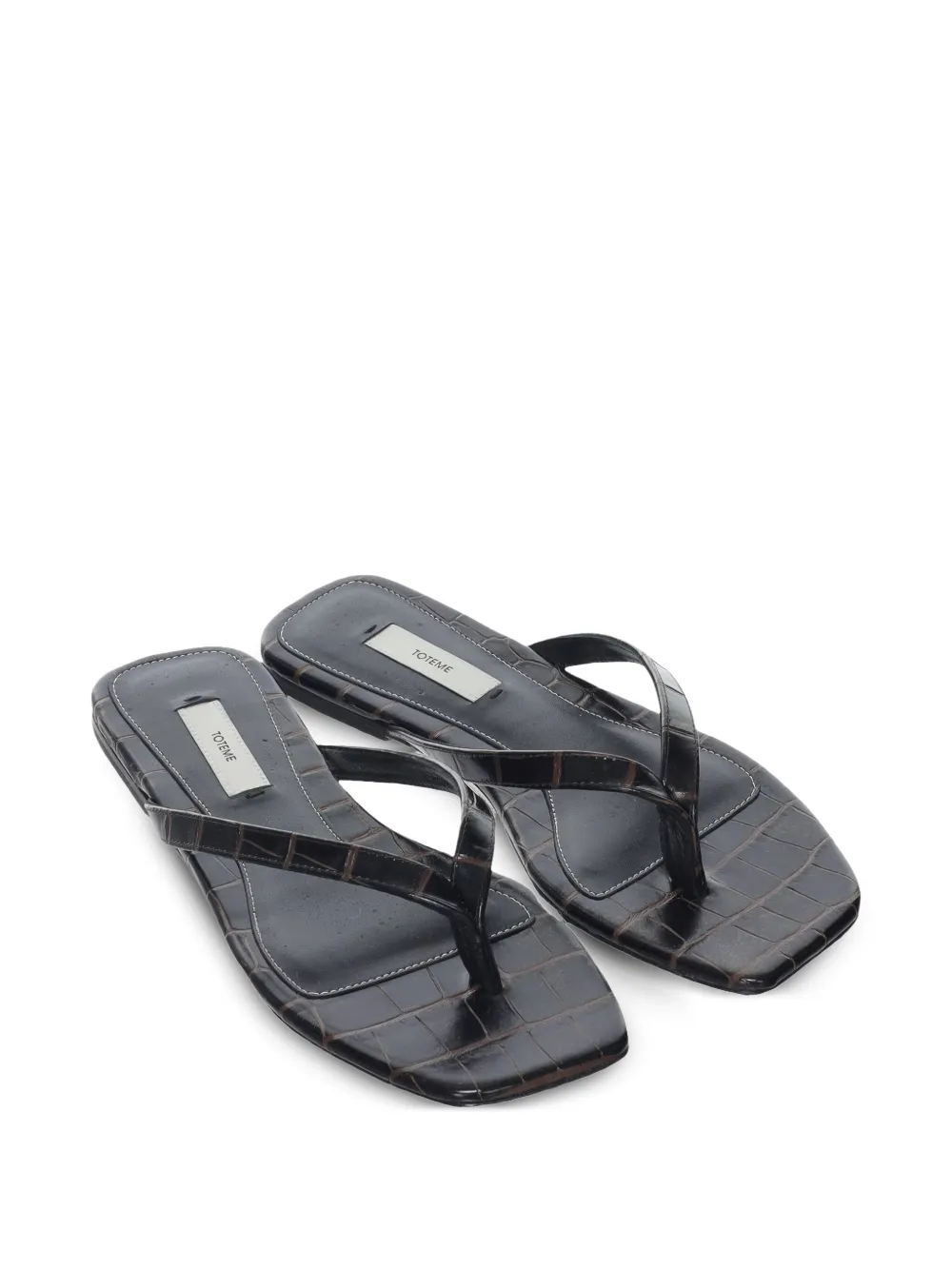 TOTEME Leren sandalen met krokodillen-reliëf Bruin