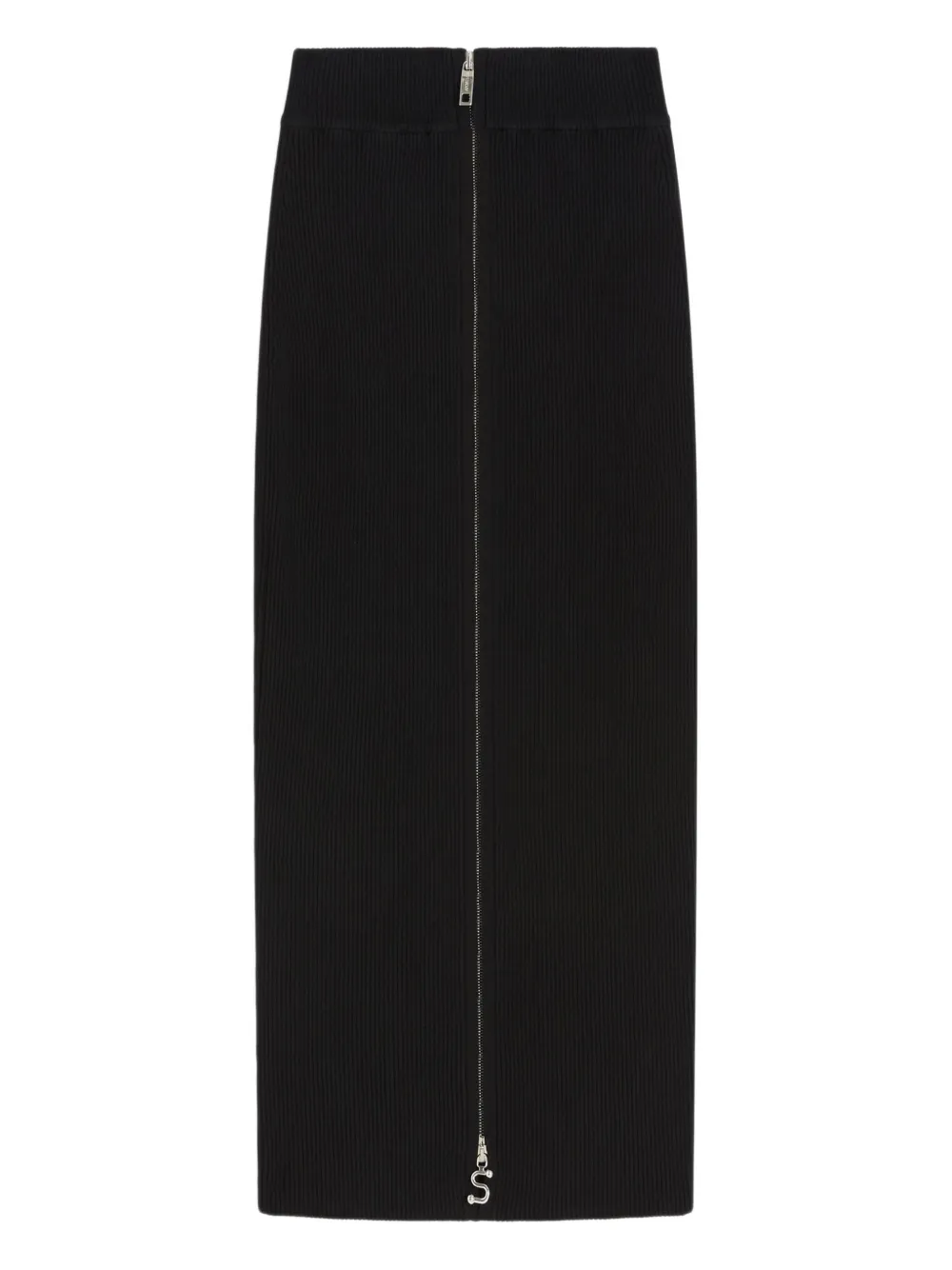 ribbed zip-up midi skirt