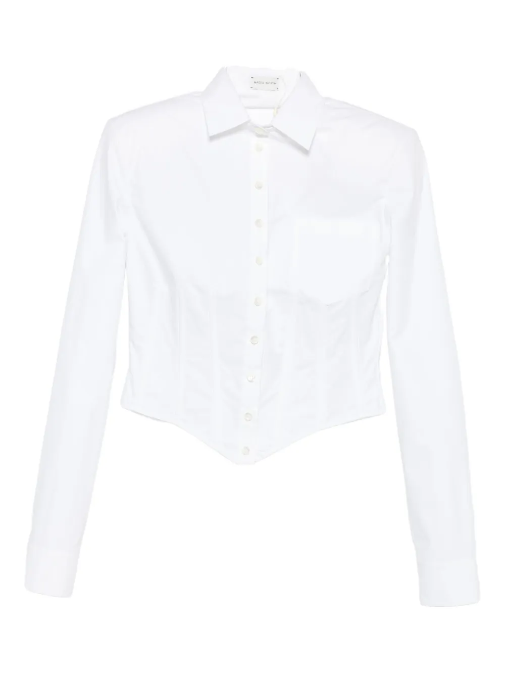 corset-detail cropped shirt