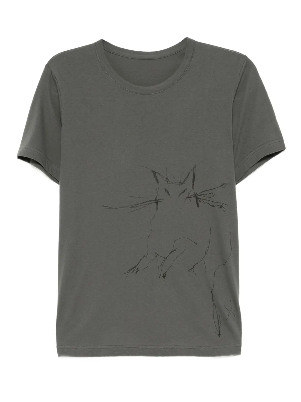 Y's Animal-print Cotton T-shirt In Gray