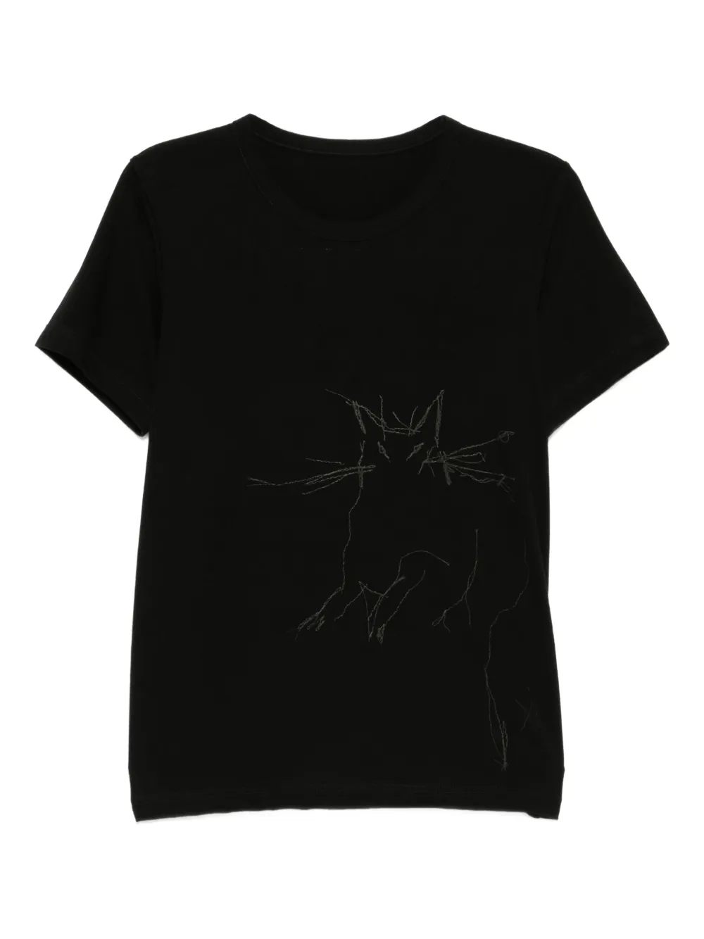 Y's animal-print cotton T-shirt | Black | Image 1