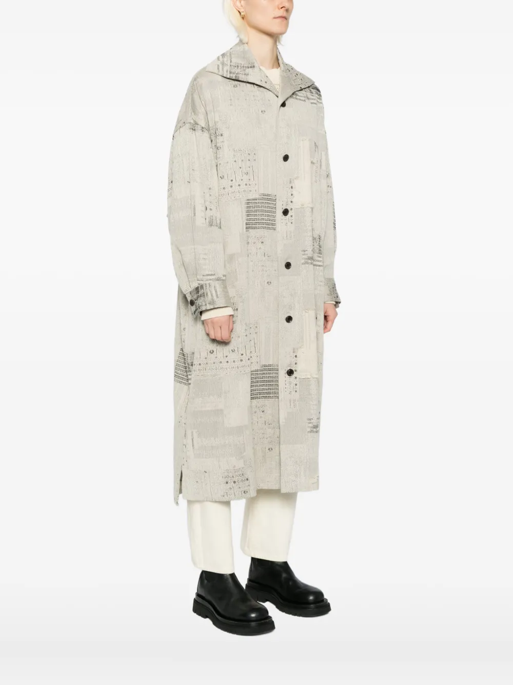 Y's Patterned Coat In Gray