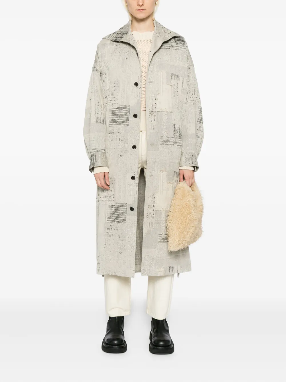 Y's Patterned Coat In Gray